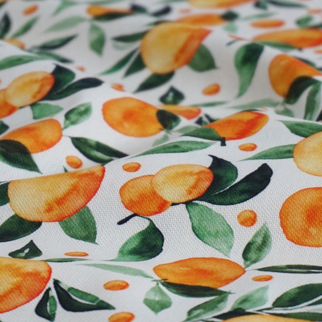 Dekostoff Panama Orangen orange weiß